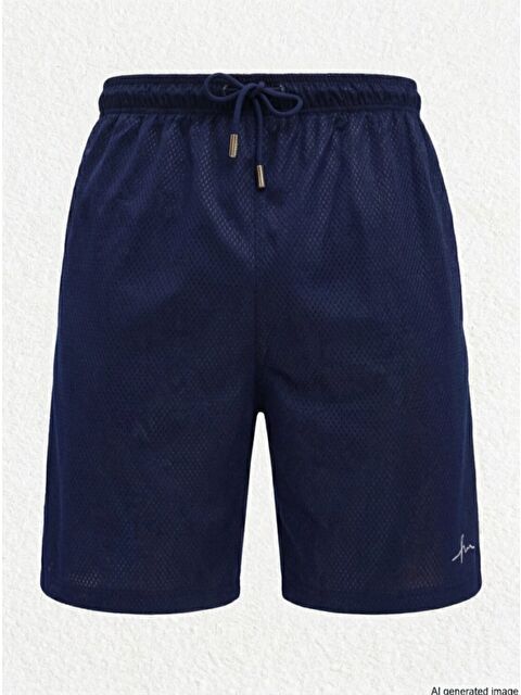 Haşema Dokulu Kumaş Lacivert Erkek Kısa Havuz Ve Deniz Şortu 5032