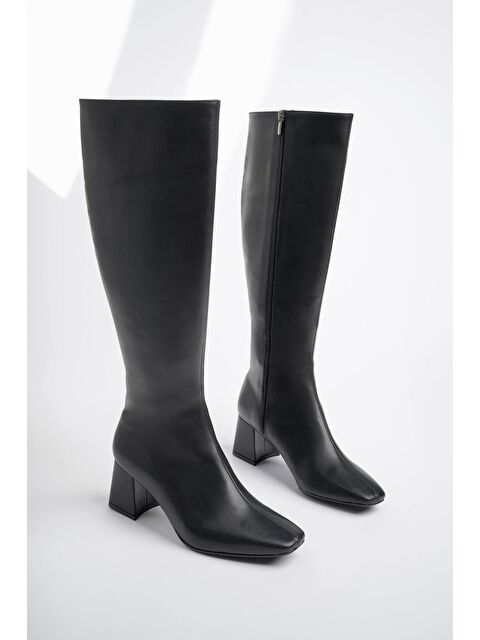 Muggo KAROLİNE Küt Burun Yandan Fermuarlı Topuklu Kadın Çizme - S000296431-19351