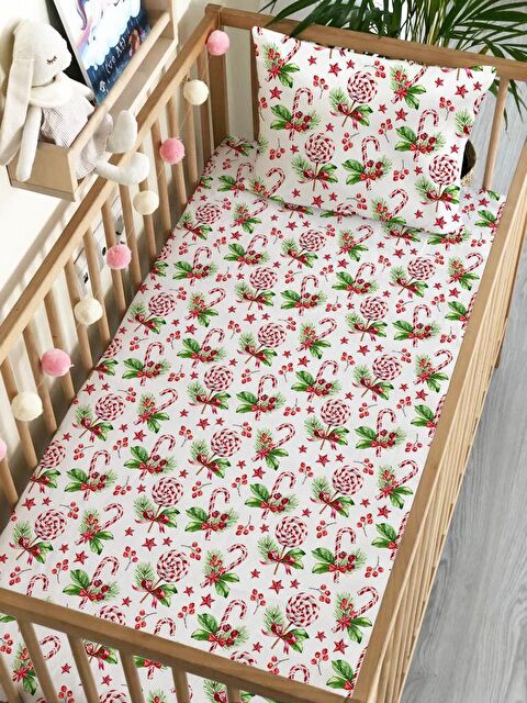 Evmila Yılbaşı Tema Baskılı Bebek Boy Lastikli Çarşaf Seti 60x120 cm - S000089285-23173