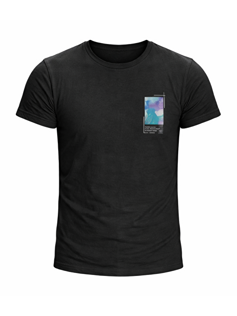 Jane's Erkek Bisiklet Yaka Baskılı Oversize T-Shirt - Siyah - S000528633-19351