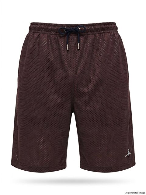 Haşema Dokulu Kumaş Kahverengi Erkek Kısa Havuz Ve Deniz Şortu 5032