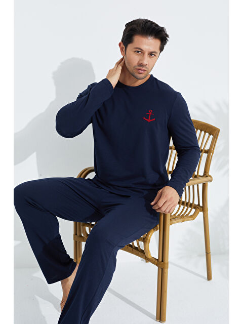 Siyah İnci Uzun Kollu Örme Erkek Pijama Takım 7795 - S000270994-21164