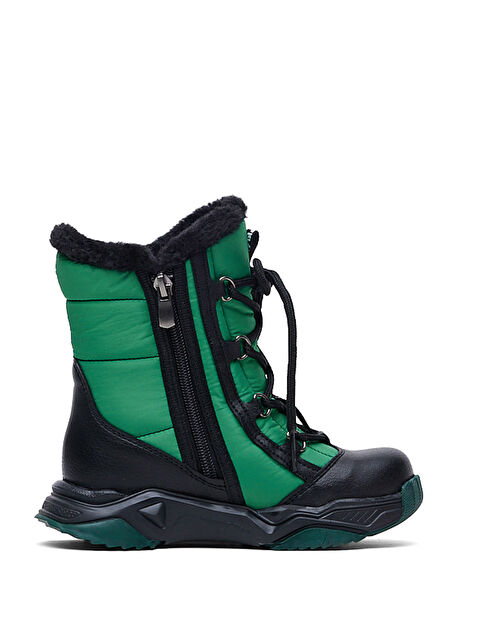 TONNY BLACK Çocuk Unisex Siyah Yeşil Termo Taban Önü Bağcıklı Kar Botu - S000128137-37449