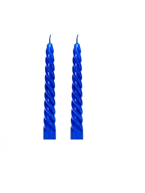 Missi 2'li Burgulu Lacivert Şamdan Mum Seti - S000080139-21164