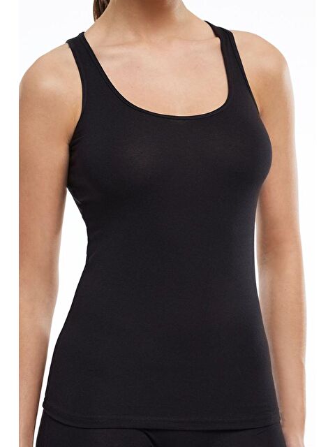 Tutku Elit 3'lü Kadın Siyah Modal Kalın Askılı Elastan Atlet - S000222861-19351