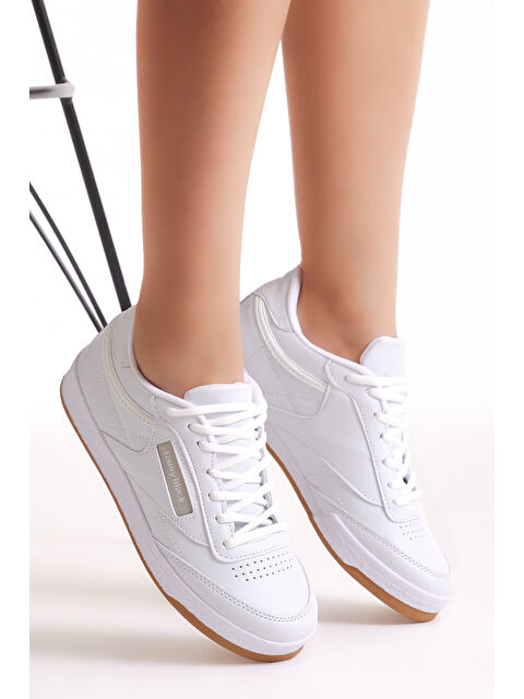 TONNY BLACK Unisex Beyaz Rahat Kalıp Poli Taban Bağcıklı Spor Ayakkabı - S000158007-20063