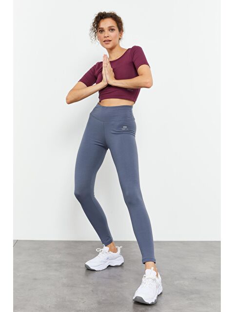 Tommylife Petrol Yüksek Bel Toparlayıcı Slim Fit Dar Paça Kadın Tayt - 94011 - S000032216-20019