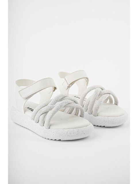 Muggo JAZZ Günlük Ortopedik Hafif Taban Örgü Detaylı Cırtlı Kız Çocuk Sandalet - S000161825-20063