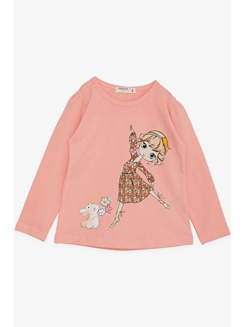 Breeze Kız Çocuk Uzun Kollu Tişört Dostluk Temalı Dansçı Kız Baskılı Somon (2-3 Yaş) - S000103912-24085