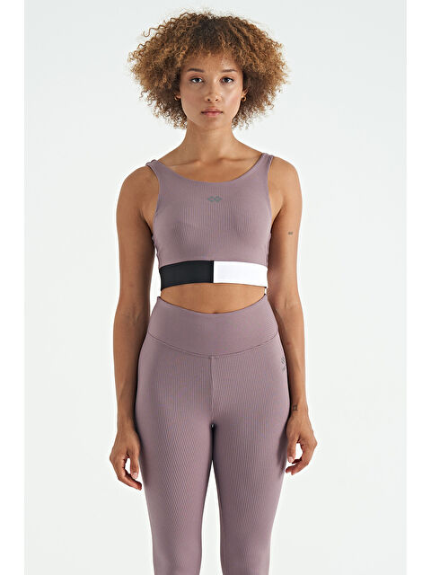 Tommylife Gül Kurusu Renk Bloklu Logo Baskılı Dar Kalıp Fitilli Kadın Büstiyer - 97275 - S000033483-20028