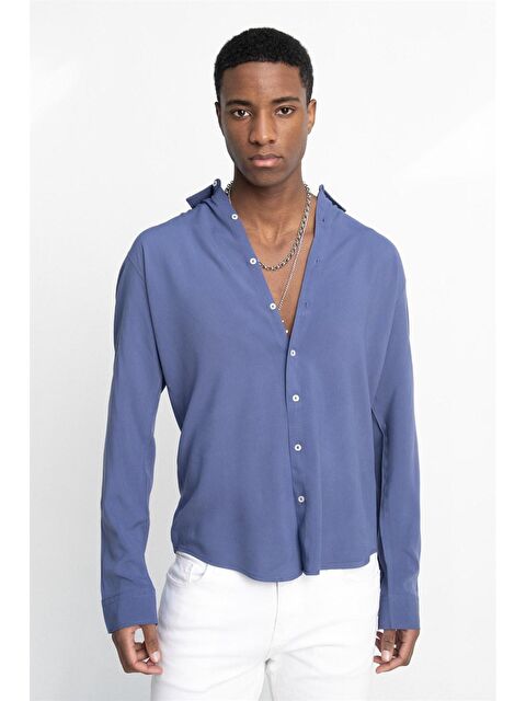 TUDORS Tudors Slim Fit Dar Kesim Uzun Kol Dökümlü Viskon Şık Erkek Gömlek