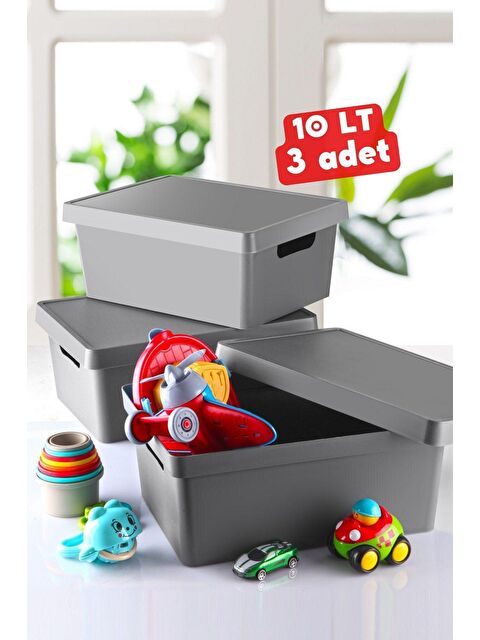 Nandy Home 10 Lt. Kapaklı Kutu 3 Adet ANTRASİT - S000013150-23173