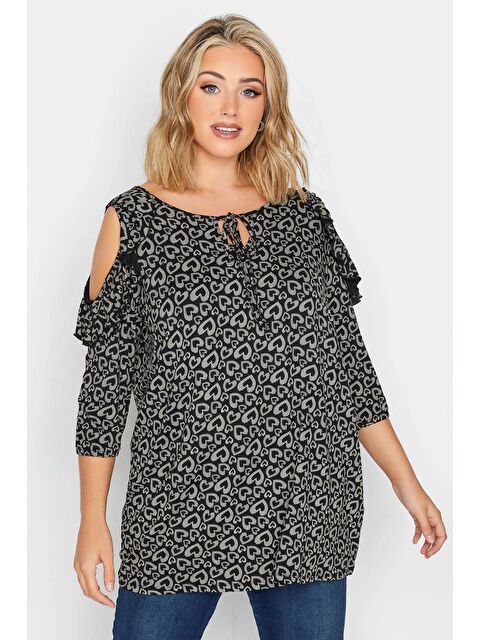 Stil Diva Büyük Beden Omuz Fırfır Detaylı Yakası Bağcıklı Fakir Kol Bluz 302485 - S000065346-19351