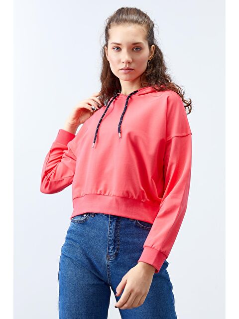 Tommylife Fuşya Uzun Kol Rahat Form Kapüşonlu Kadın Sweatshirt - 97115 - S000084494-18686