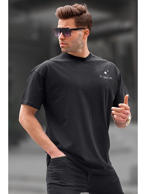 Madmext Siyah Sırt Baskılı Regular fit Erkek %100 Pamuk Tişört 6121 - S000015924-19351