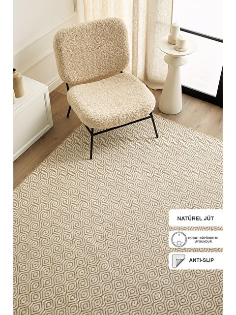 Ocean Home Textile Karo Desenli Jüt Halı Kilim 160x230 cm - S000132481-19965