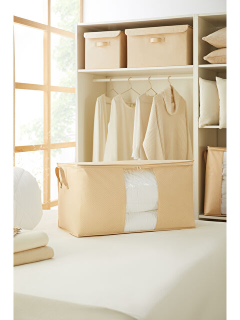 Ocean Home Textile Mega Boy Pvc Pencereli Bej Balıksırtı Hurç 75 x 40 x 40 cm - S000178969-19928