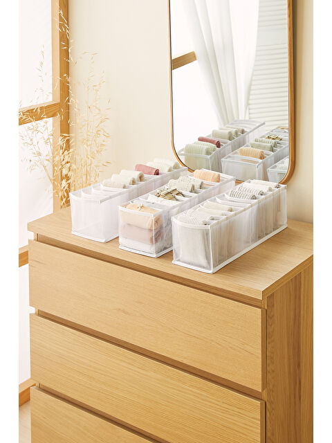 Ocean Home Textile 3'lü 10 Bölmeli Beyaz Renk File Çekmece İçi Düzenleyici Set - S000092004-20063