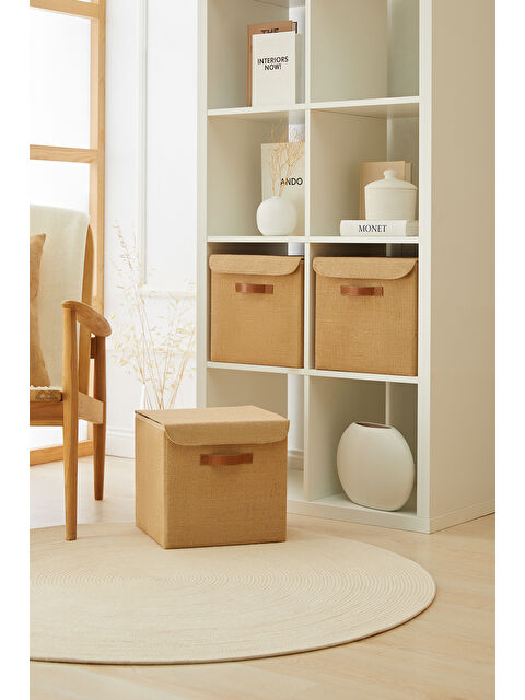 Ocean Home Textile 3'lü Jüt Kapaklı Kutu Set 30x30x30 cm - S000091528-19928