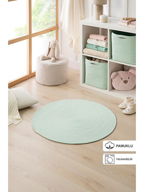 Ocean Home Textile Yıkanabilir Yuvarlak Halı Kilim 80 cm - S000091902-20054
