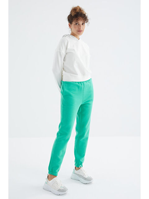 Tommylife Deniz Yeşili Yüksek Bel Rahat Form Basic Jogger Kadın Eşofman Alt - 94624 - S000028564-34206
