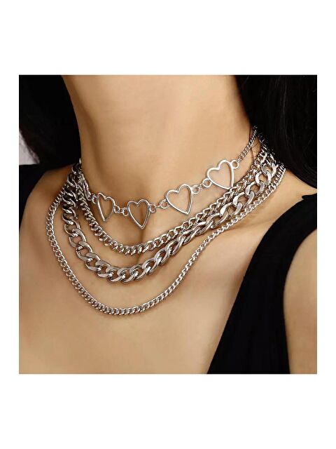 Pelin Aksesuar Kalpli 4 Katlı Silver Renk Kolye - S000052473-23173
