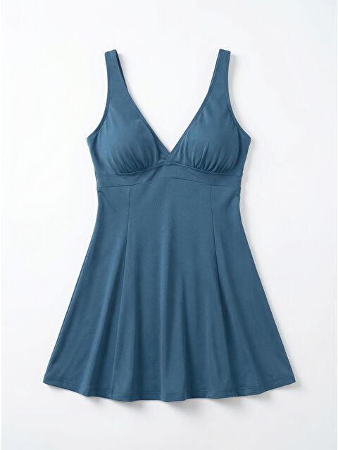 Remsa Mayo Büyük Beden Şortlu Elbise Mayo Etekli Mayo Yüzücü Mayo 1901-26 Petrol - S000355551-20019