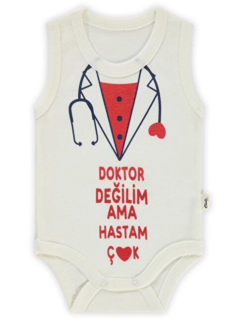 Civil Baby Doktor Baskılı Sfr.Kol1-36 Ay Çıtçıtlı Badi - Ekru 3-6 Ay - S000203778-19965