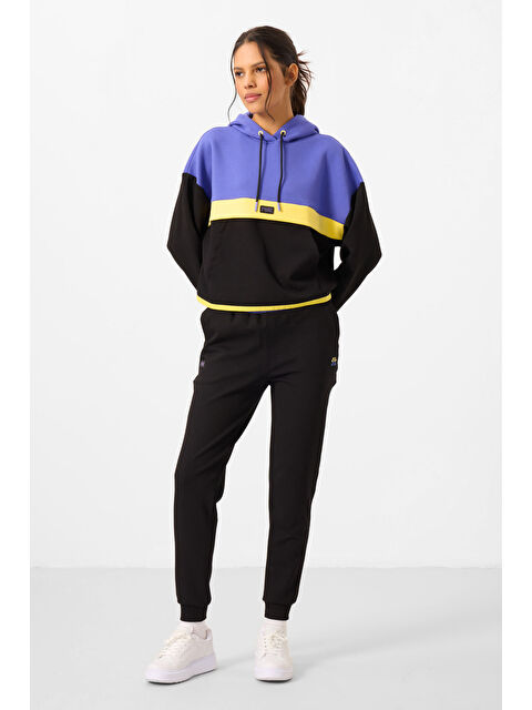Tommylife Siyah Kapüşonlu Renk Bloklu Kadın Eşofman Takım - 95327 - S000111257-19351