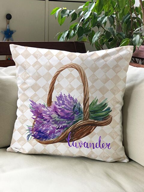 Evmila Kadife Doku Çift Taraf Baskılı Bahar Desenleri 43x43 cm Tekli Kırlent Kılıfı - S000013167-19966