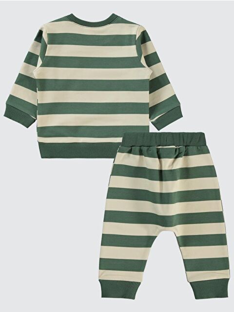 Civil Baby Çizgi Emprime Cepli 6-18 Ay Takım - Haki 12-18 Ay - S000325545-18547