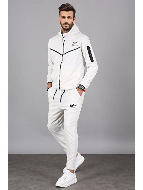 Madmext Ekru Kapüşonlu Jogger Erkek Eşofman Takımı 5673 - S000056715-19965