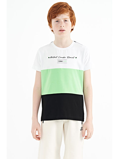 Tommylife Siyah Renk Bloklu O Yaka Baskı Detaylı Standart Kalıp Erkek Çocuk Tişört - 11135 - S000030966-19351