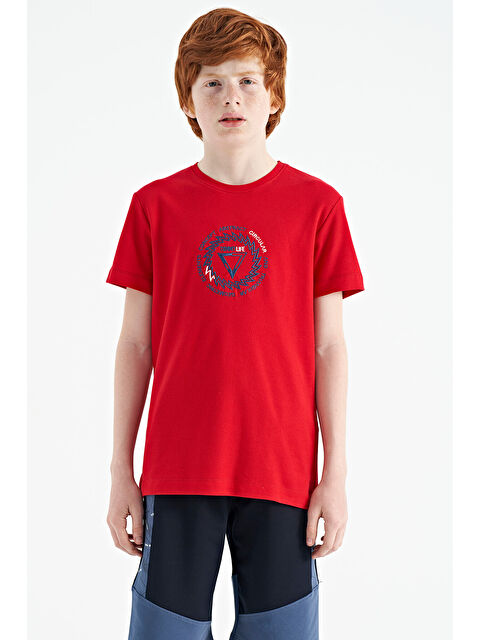 Tommylife Kırmızı Nakış İşleme Detaylı O Yaka Standart Kalıp Erkek Çocuk Tişört - 11115 - S000030855-20045