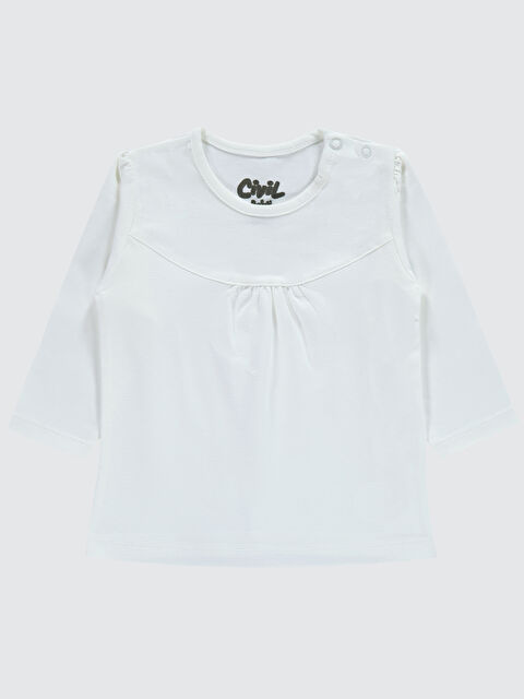 Civil Baby Kız Bebek Penye Sweatshirt 6-18 Ay Beyaz