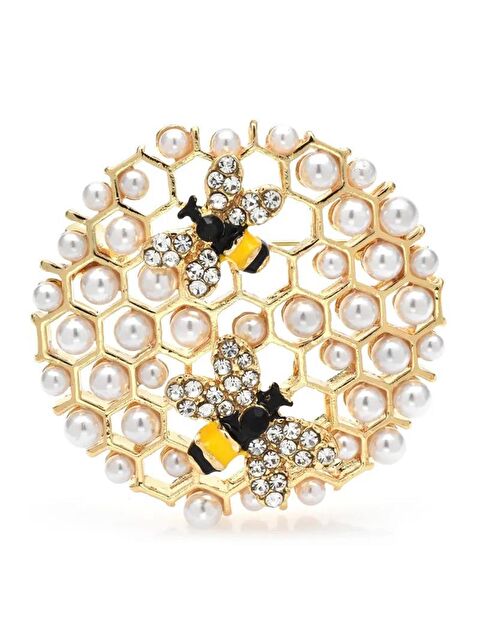 Pelin Aksesuar İncili Petek ve Arı Broş - S000052503-23173