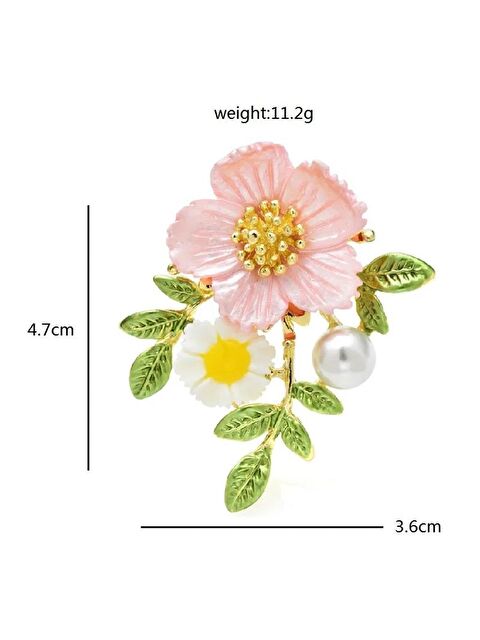 Pelin Aksesuar Pembe Beyaz Çiçek Broş - S000052508-23173