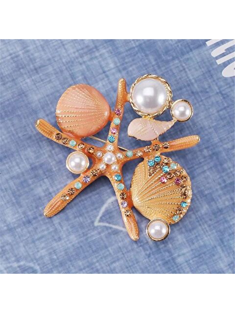 Pelin Aksesuar Turuncu Deniz Kabuğu Deniz yıldızı Broş - S000052510-23173