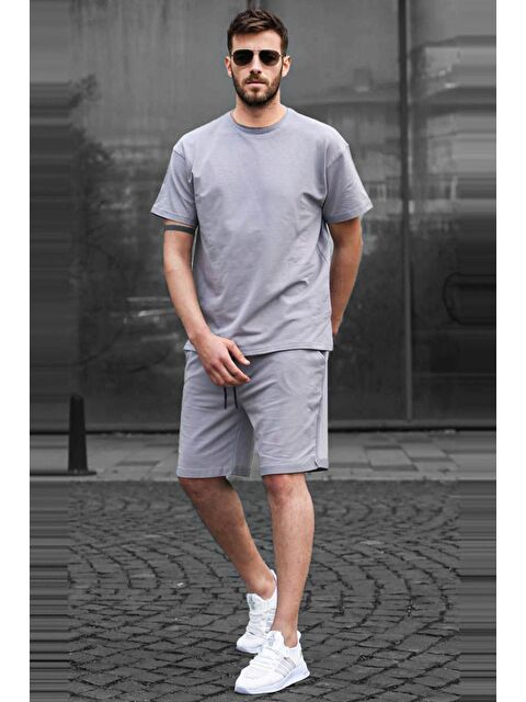 Madmext Gri Basic Erkek Şort Takımı 5920 - S000031402-20600