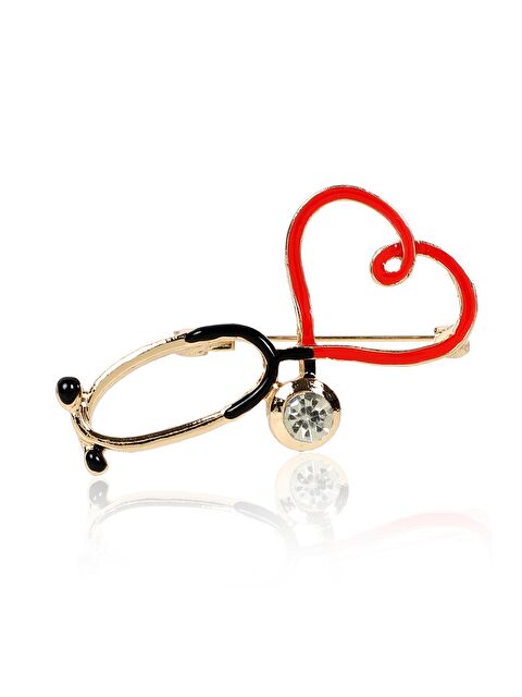 Pelin Aksesuar Kırmızı Steteskop Doktor Broş - S000052538-23173
