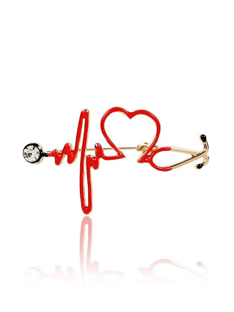 Pelin Aksesuar Kırmızı Steteskop Doktor Broş - S000052545-23173