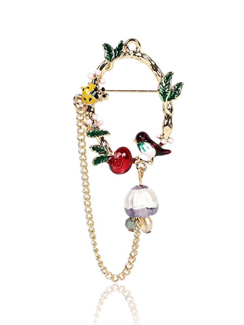 Pelin Aksesuar Kuş ve Uğur Böceği Zincirli Broş - S000052547-23173