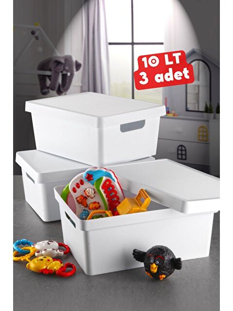Nandy Home 10 Lt. Kapaklı Kutu 3 Adet BEYAZ - S000013151-23173