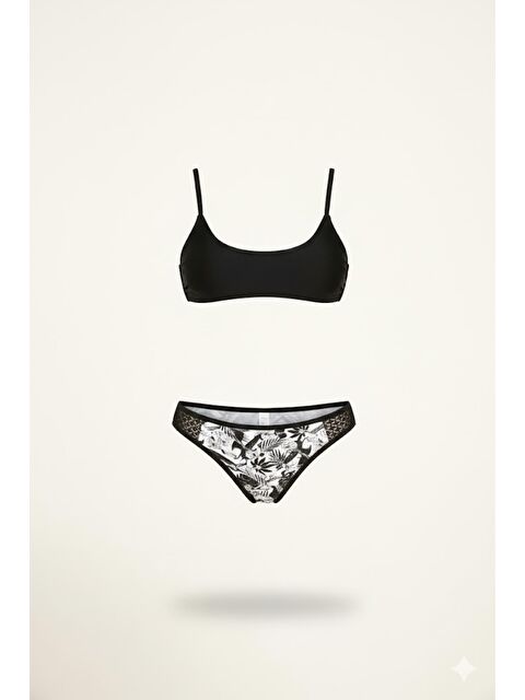C&City Bitişik Üçgen Bikini Takım 3112 Siyah/Beyaz - S000216898-19351
