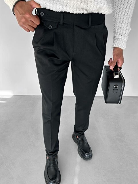 Abluka Online Pileli Kumaş Erkek Pantolon Siyah - S000109386-19351