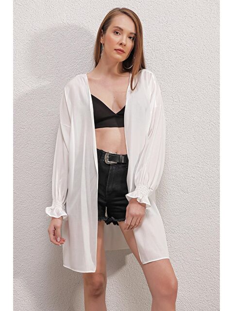 Bigdart 5882 Salaş  Kimono - Beyaz - S000105925-20063