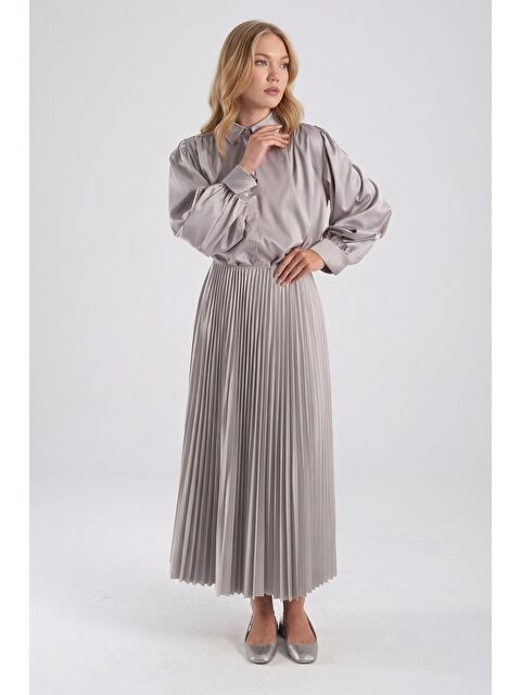 Fullamoda Piliseli Beli Lastikli Etek