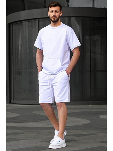 Madmext Beyaz Basic Erkek Şort Takım 5921 - S000031410-20063