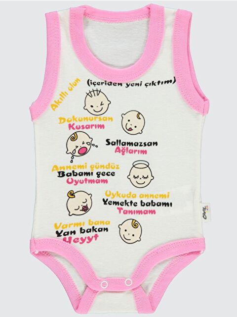 Civil Baby Akıllı Olun Baskılı Sfr.Kol1-36 Ay Çıtçıtlı Badi - Pembe 1-3 Ay - S000203805-20024