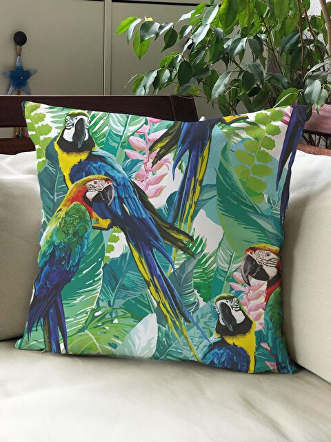 Evmila Kadife Doku Çift Taraf Baskılı Tropik Desen 43x43 cm Tekli Kırlent Kılıfı - S000022100-23173